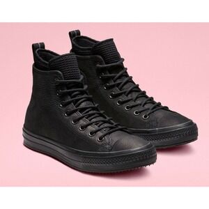 Converse Chuck Taylor All Star Waterproof Triple Black Boot Leather 9.5M/11.5W